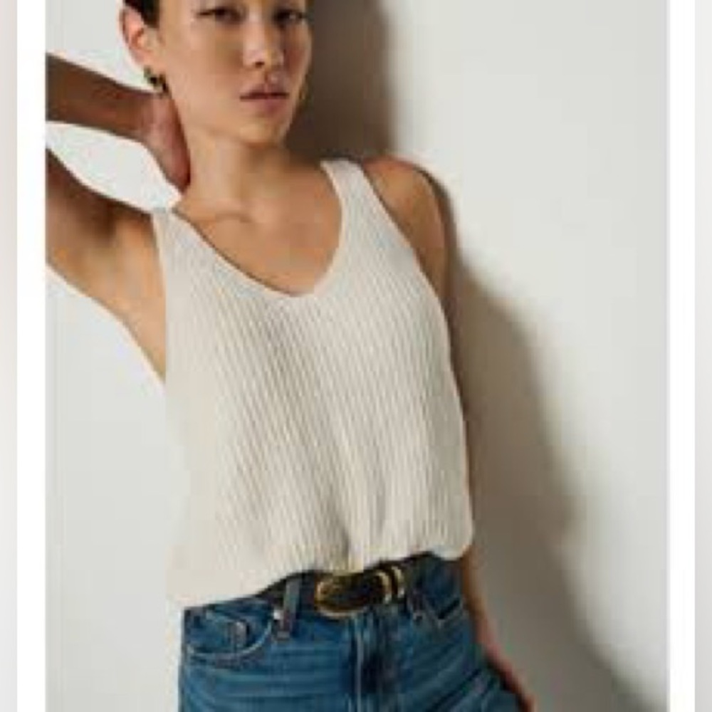Gorgeous Beige Knit Euro Summer Quiet Luxury Camisole Layering Tank Top Sweater - Picture 2 of 9
